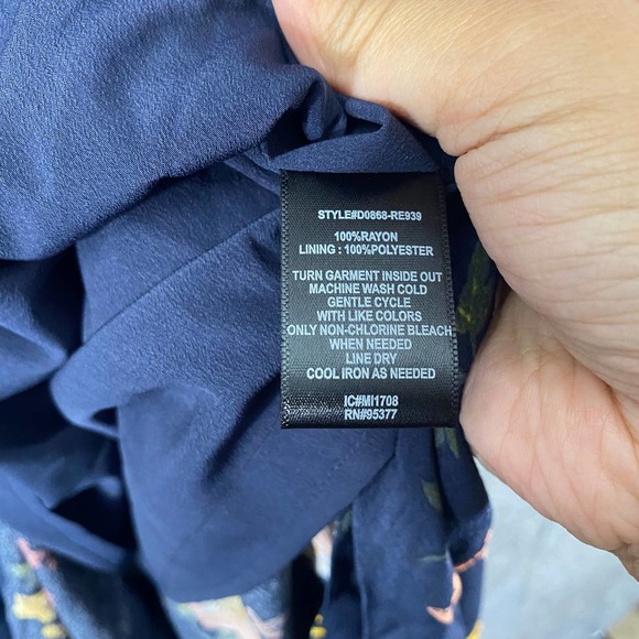 Nordstrom Sanctuary Maxi Dress Small Navy Blue Floral Off Shoulder Slit - Picture 9 of 11